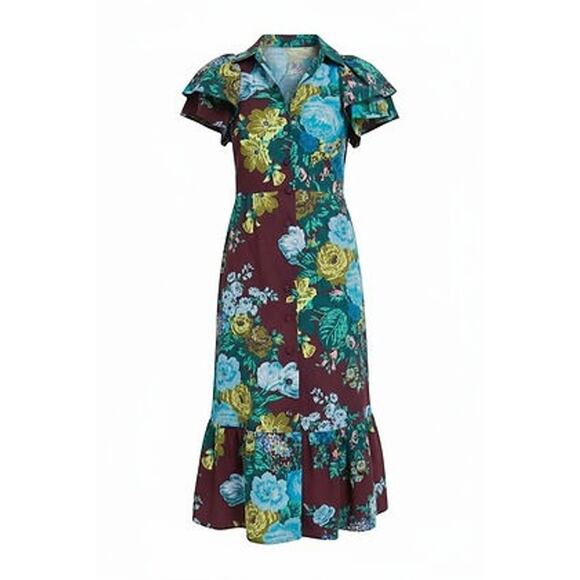 TUCKERNUCK Oxblood Verdant Floral Alice Dress Size M NWT Retail $298 Tuckernuck - Picture 6 of 6